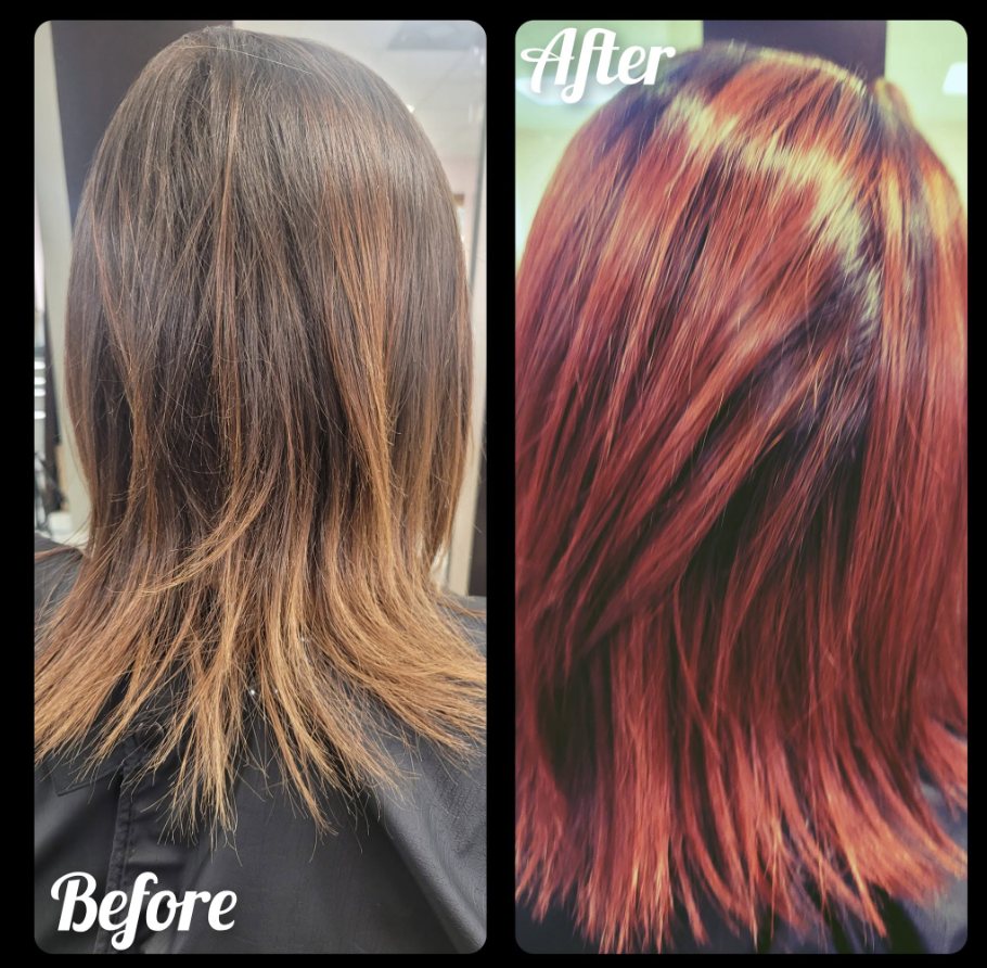 Before and after: bold red transformation