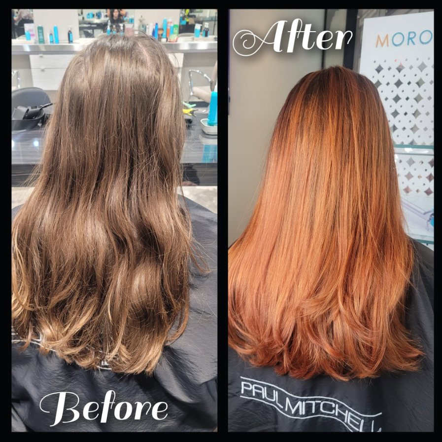 Before and after: brunette to bright copper